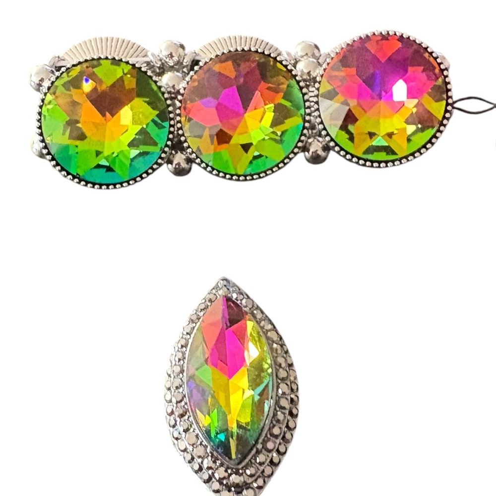 Paparazzi Powerhouse Hustle Bracelet & Jaw-Dropping Dazzle Ring Oil Spill Set